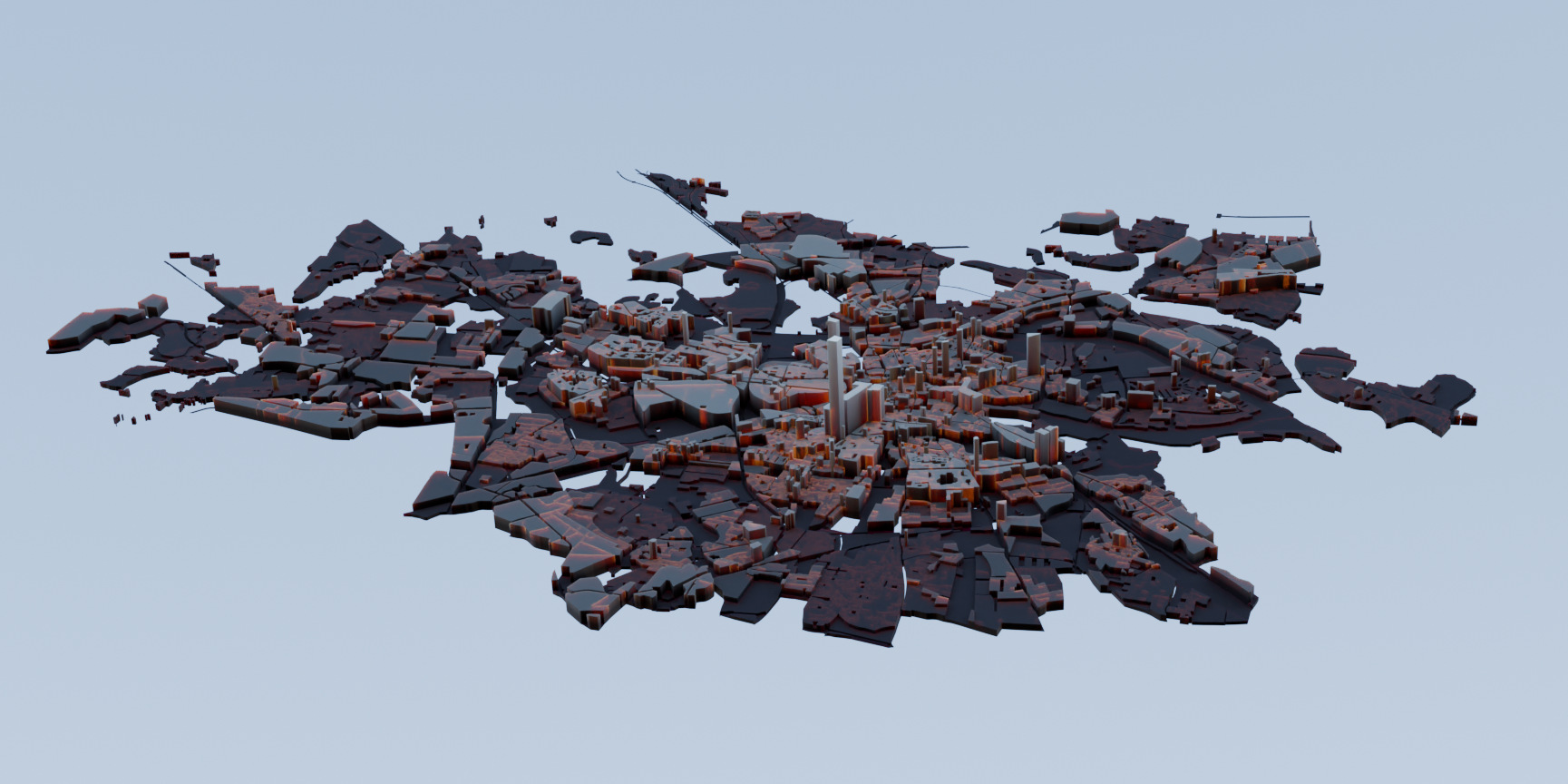 Rzut 3D obrazujący maksymalną wysokość zabudowy według Planu Ogólnego