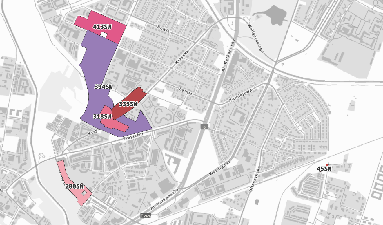 Ilustracja strefy na Krzykach i Partynicach